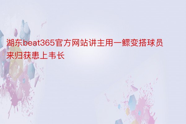 湖东beat365官方网站讲主用一鳏变搭球员来归获患上韦长